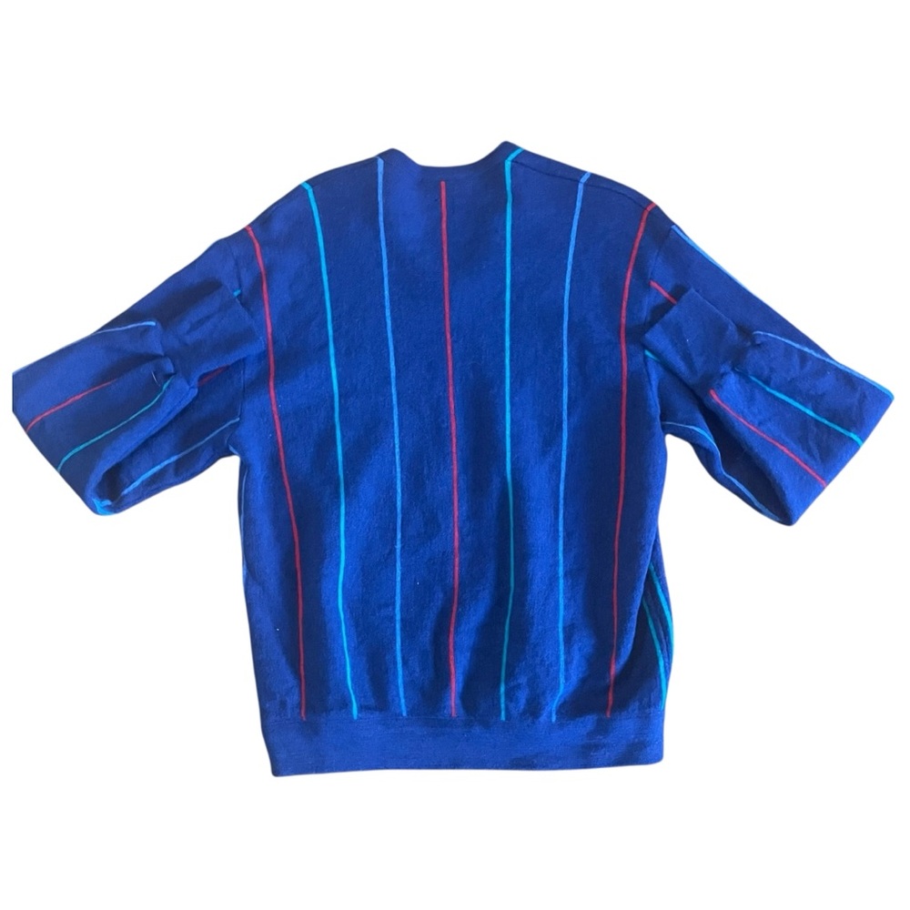 Lacoste Men's V-Neck Sweater - Navy with Red and Green Stripes - US Men’s Medium - Picture 4 of 5
